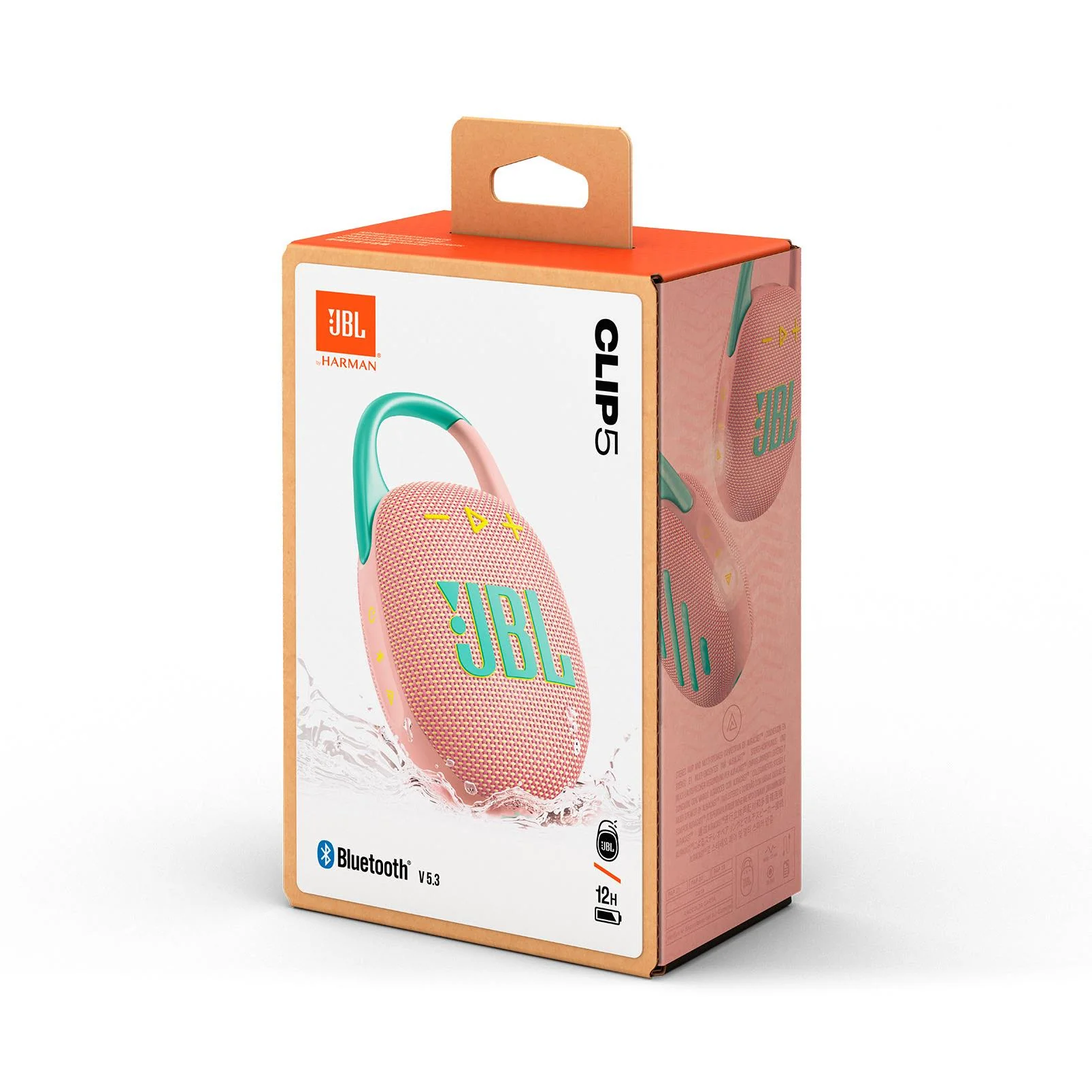 مكبر صوت محمول JBL Clip 5 باللون الوردي (JBLCLIP5PINK)
