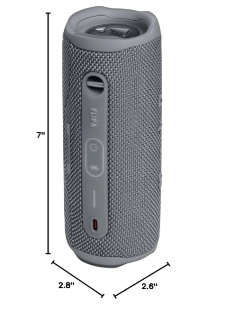 مكبر صوت محمول JBL Flip 6 باللون الرمادي (JBLFLIP6GREY)