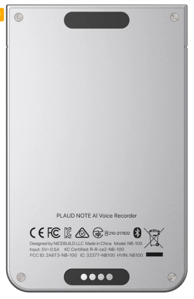 مسجل صوت محمول Plaud Note NB-100 باللون الفضي
