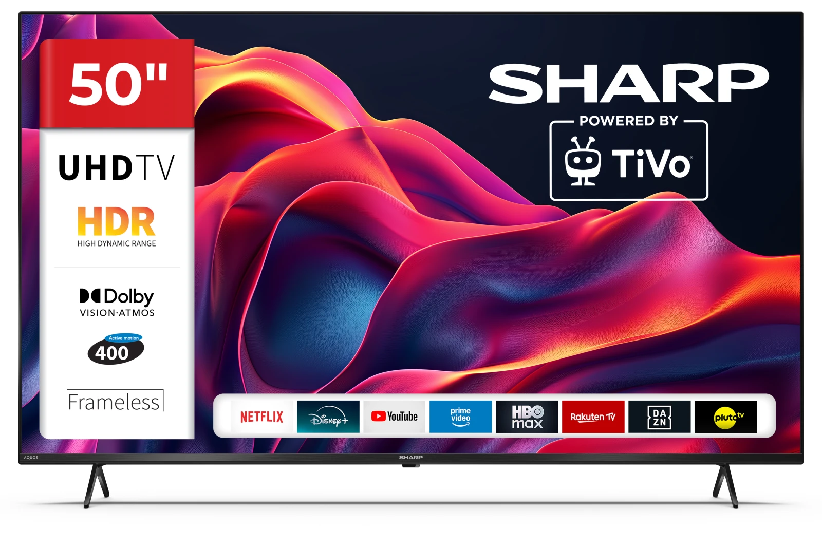 تلفزيون Sharp ذكي 50 بوصة 4K UHD بنظام Google بدون إطار