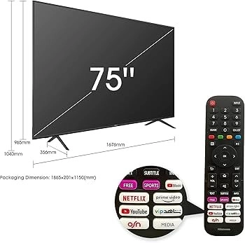 تلفزيون Hisense ذكي 75 بوصة LED 4K UHD موديل A61Q