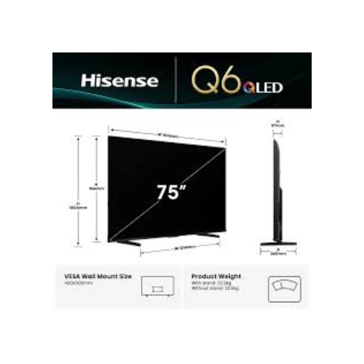 Смарт-телевизор Hisense 75 дюймов QLED 4K Q6Q