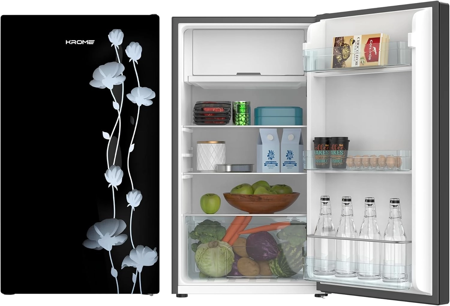 Krome Refrigerator 141L Glass Door (KR-RF141GG)