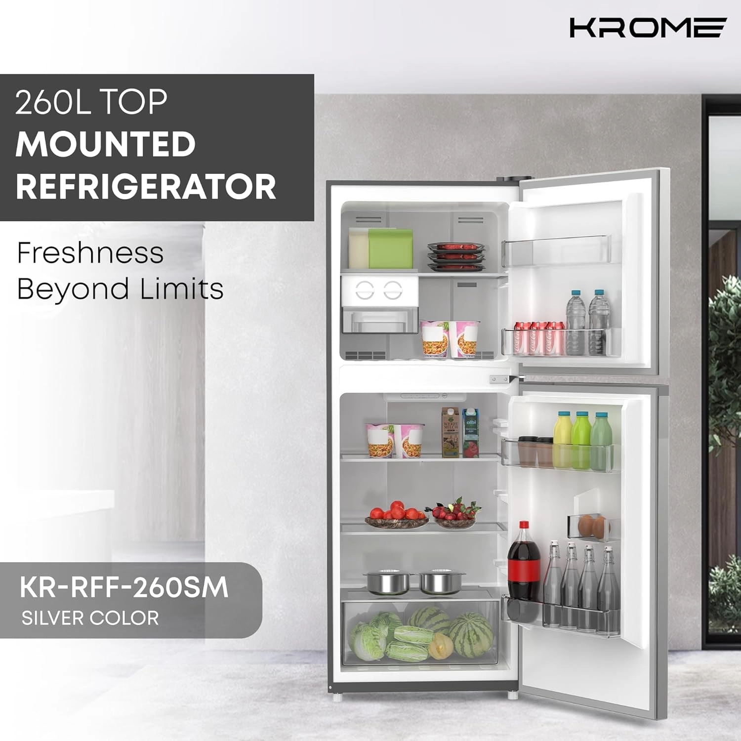 Krome Refrigerator 260L No Frost (KR-RFF260SM)