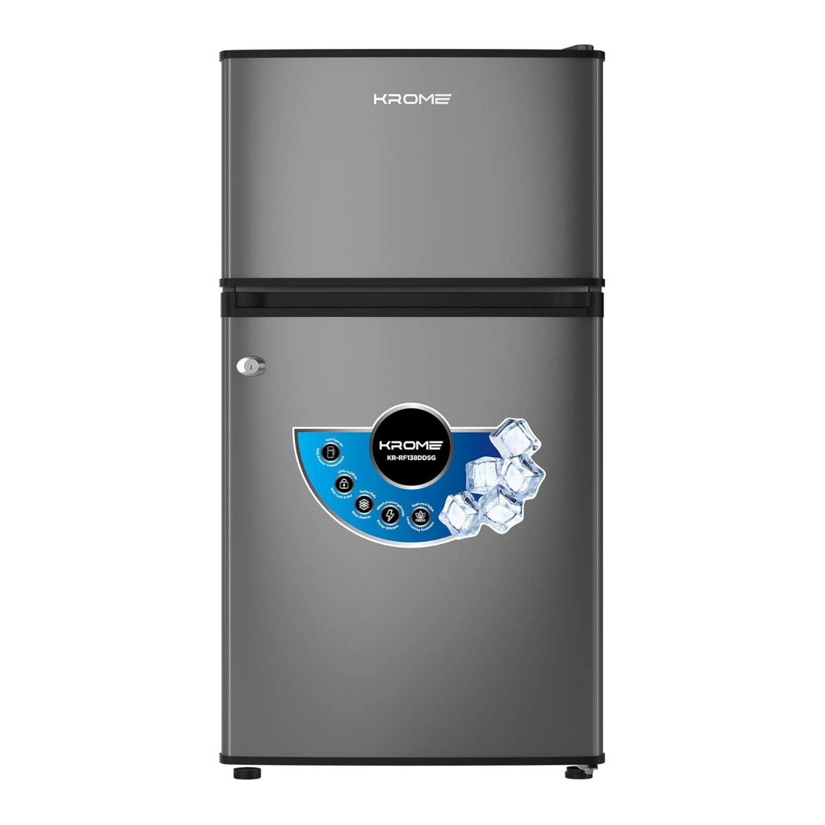 Krome Refrigerator 138L Defrost Double Door (KR-RFF138DDAG)