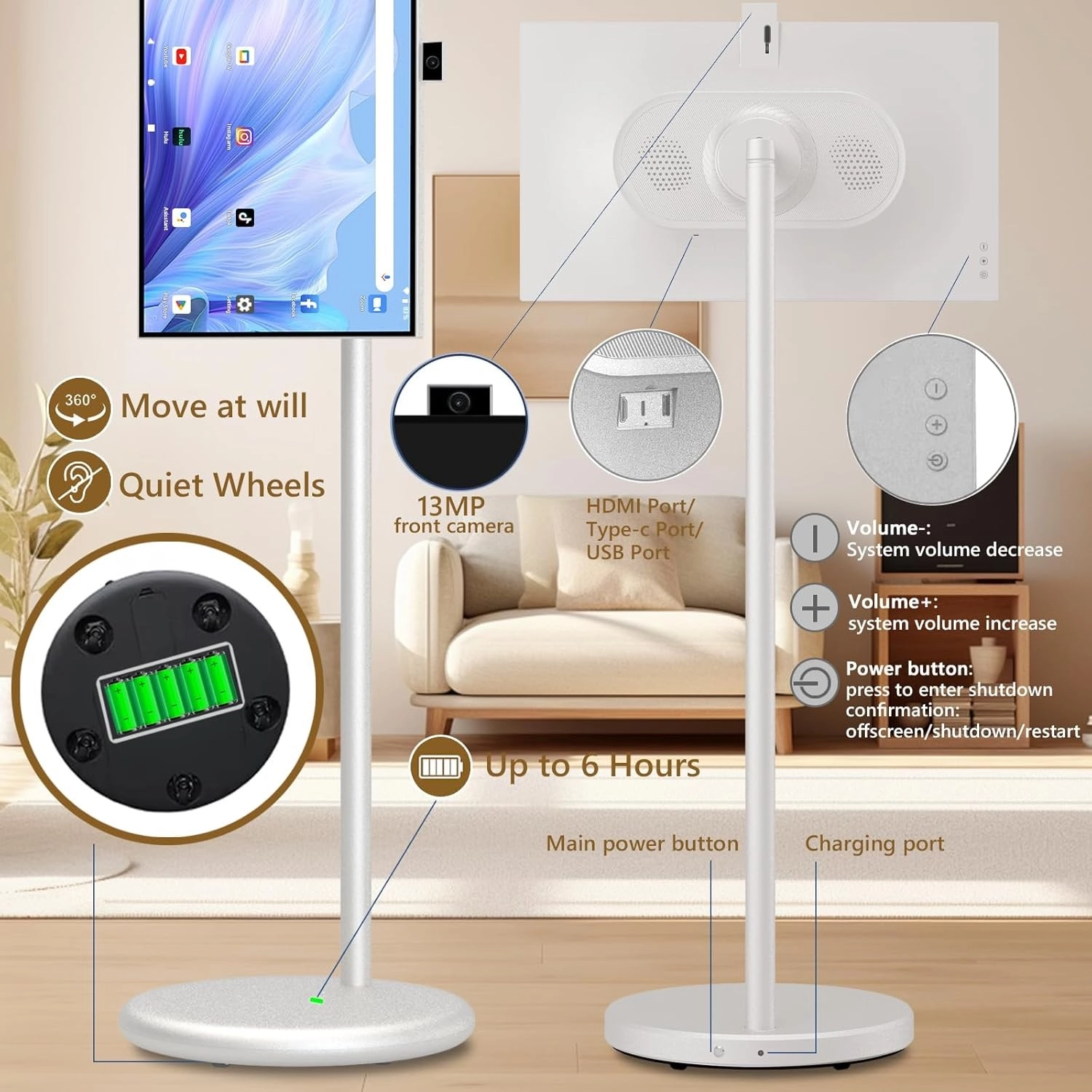 تلفزيون Green Lion THRONE المحمول 27 بوصة ذكي FHD بشاشة لمس