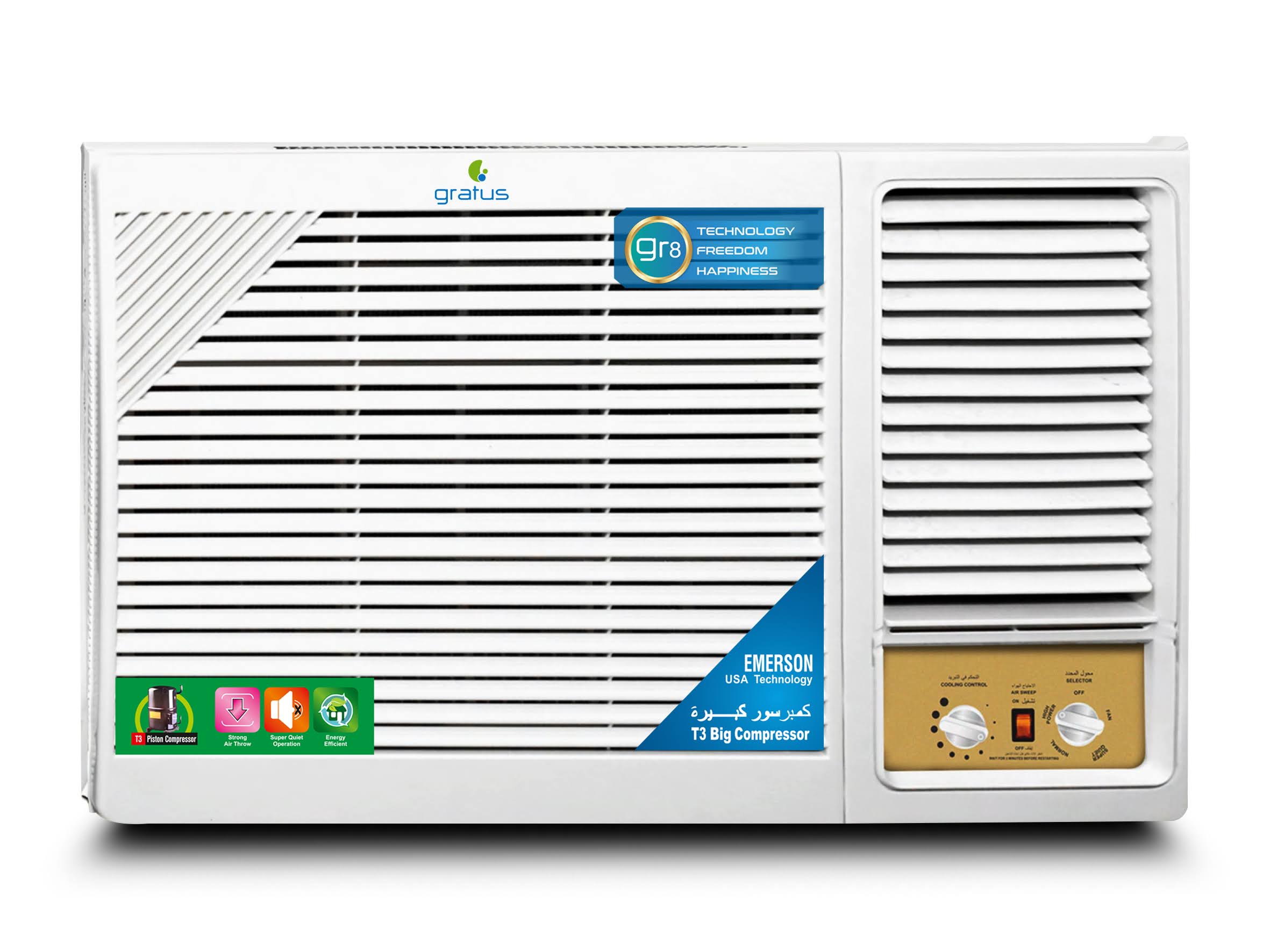 Gratus 18000 BTU Window Air Conditioner R22 GWACP18X2