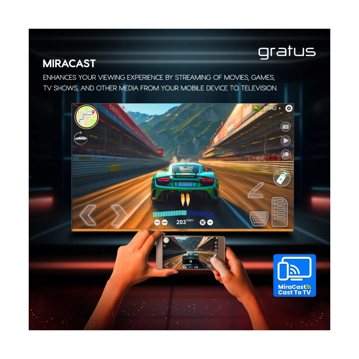 تلفزيون Gratus ذكي 70 بوصة 4K QLED بنظام WebOS مع ThinQ AI وصوت Dolby Audio (LT70QW4K24H)