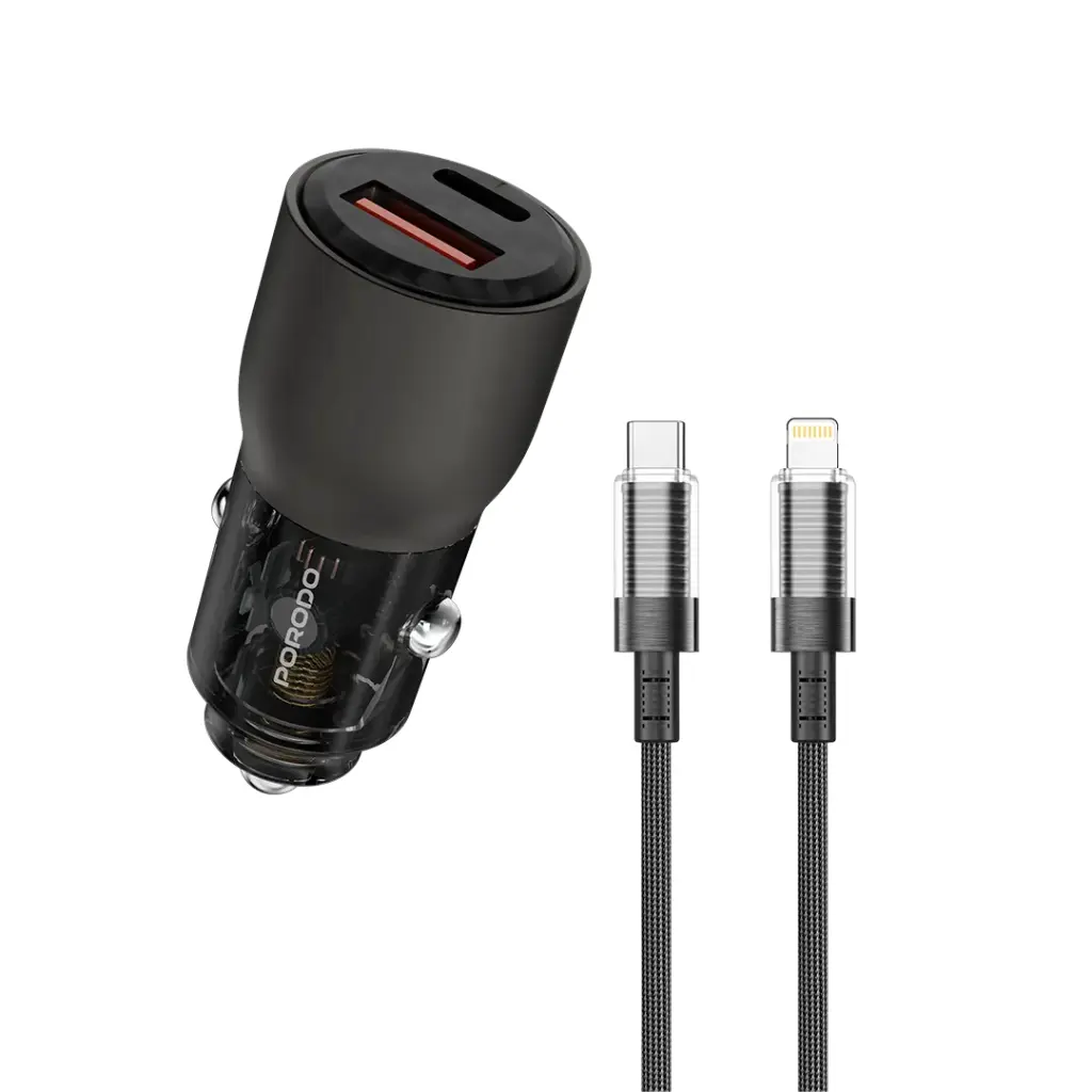 Прозрачное автомобильное зарядное устройство Porodo 95W Lightning