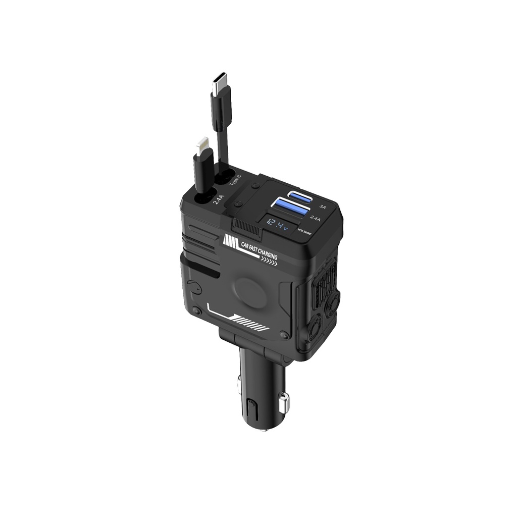 Автомобильное зарядное устройство Porodo 66W Lightning & Type-C