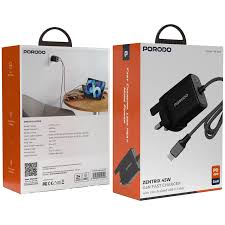 Porodo ZENTRIX 45W GaN Fast Charger with 1.5m Braided USB-C Cable