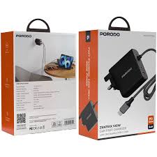 Porodo ZENTRIX 100W GaN Fast Charger with 1.5m Braided USB-C Cable