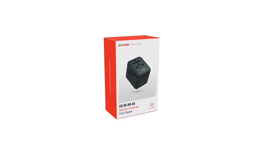 Porodo Dual-Port Universal Fast Charger EU / US / UK / AU