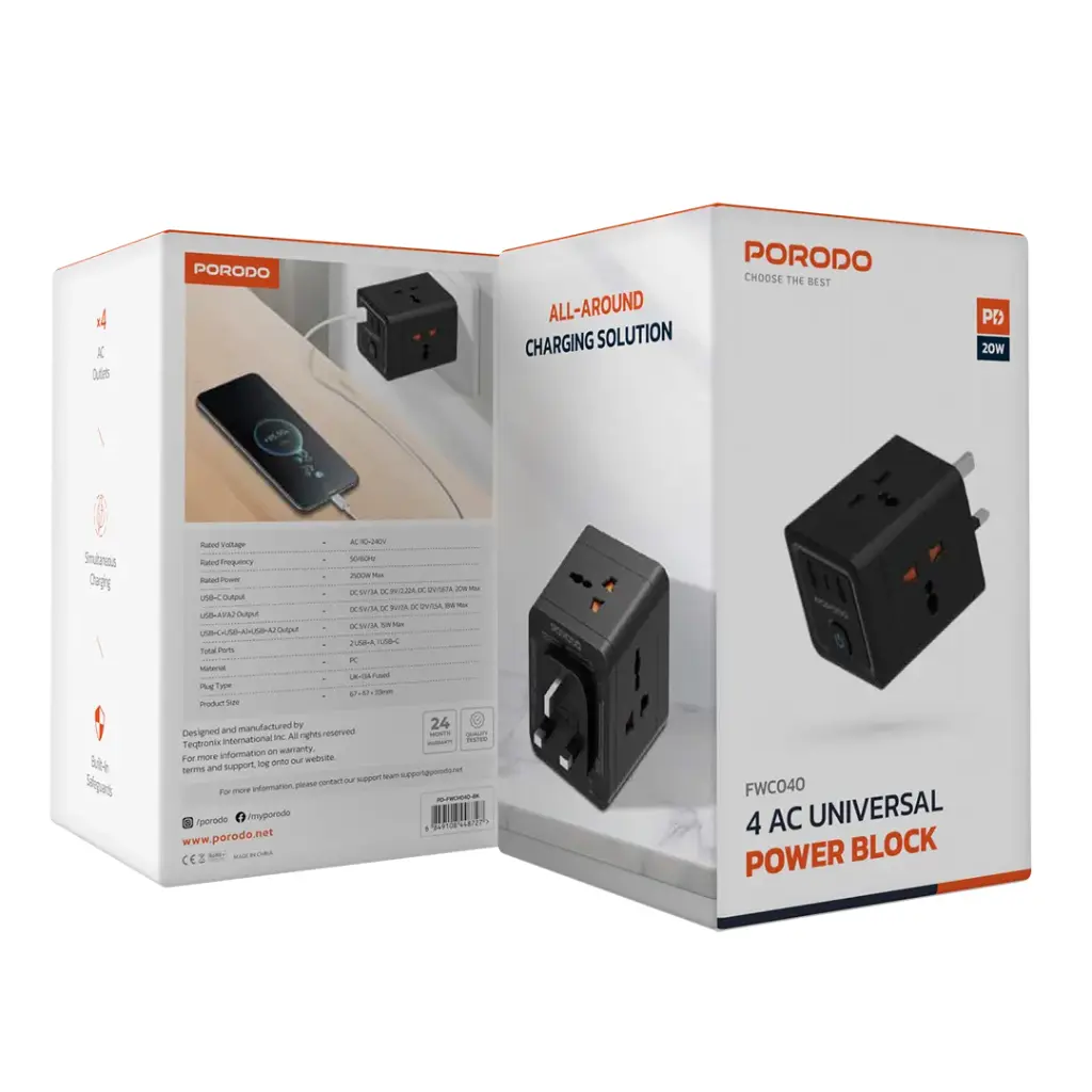 Porodo 4 AC Universal Power Block