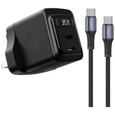 Porodo GaN 35W Dual USB-C Wall Charger with Power Display