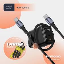 Porodo GaN 35W Dual USB-C Wall Charger with USB-C to USB-C Cable