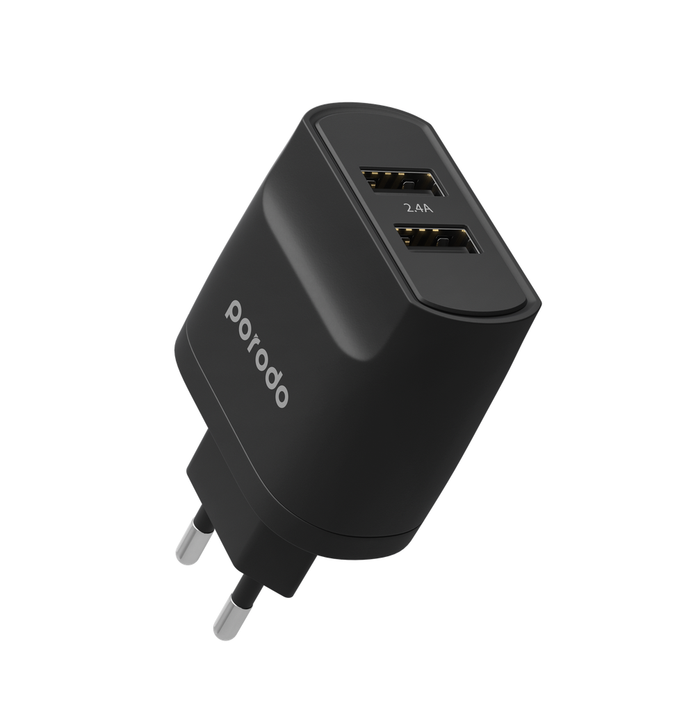Porodo Dual Port Wall Charger Auto-ID 2.4A EU