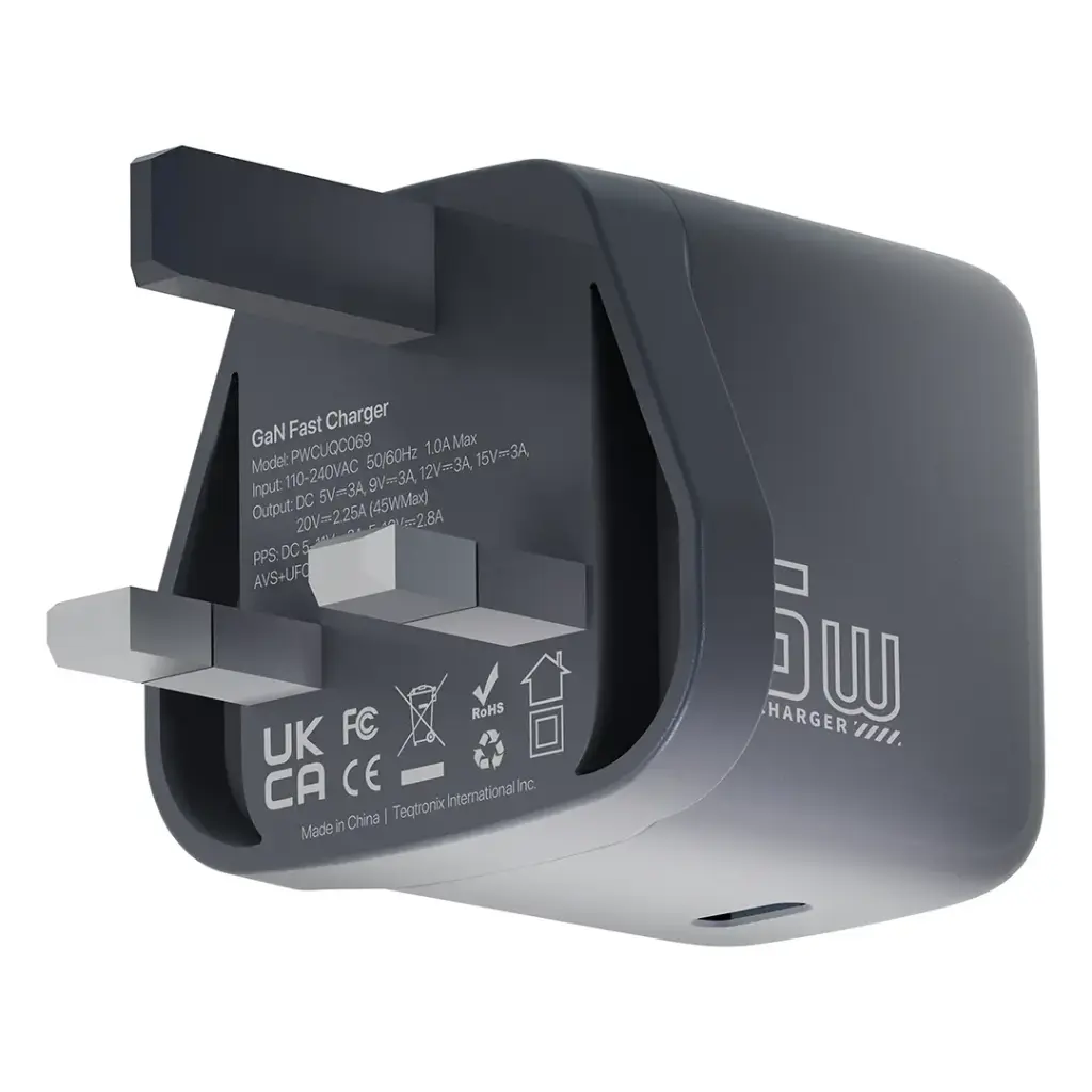 Powerology VOLTFLOW 45W AVS GaN Wall Charger with C-C Cable