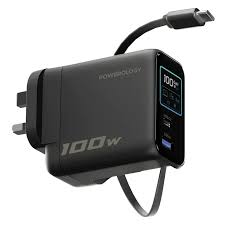 Powerology 100W TFT Adapter with Retractable Type-C Cable