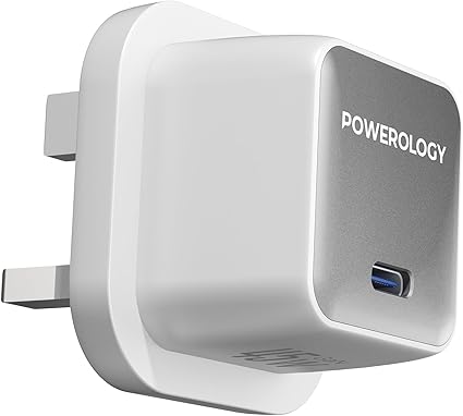 Powerology QX 45W Single Port EU GaN Adapter with Type-C Cable