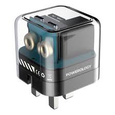 Powerology Crystalline Series Dual 35W PD GaN Charger with Folding Plugs