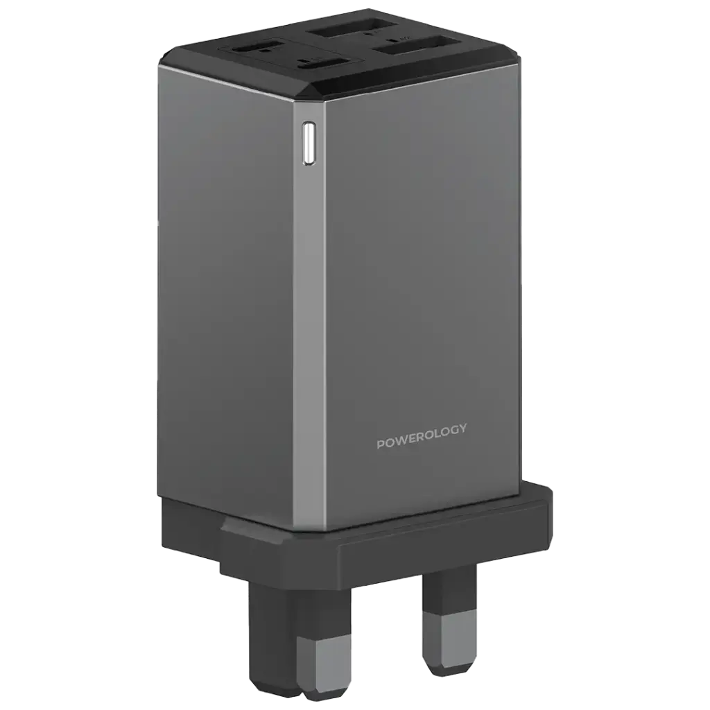 Powerology 65W GaN UK Plug Travel Adapter