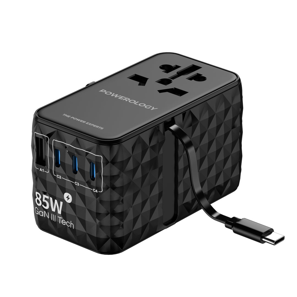 Powerology 85W Super Charger with Retractable Type-C Cable
