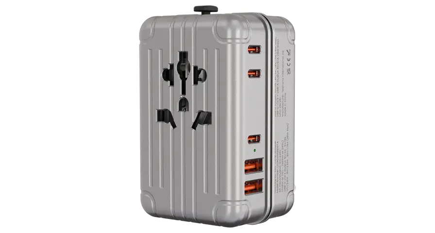 Levelo Roamiversal 2400W Travel Adapter в дизайне чемодана