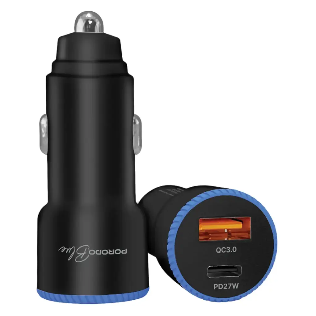 Porodo Blue GRAZ 45W Dual USB-C Car Charger with USB-C Cable (PBCCR51CBK)
