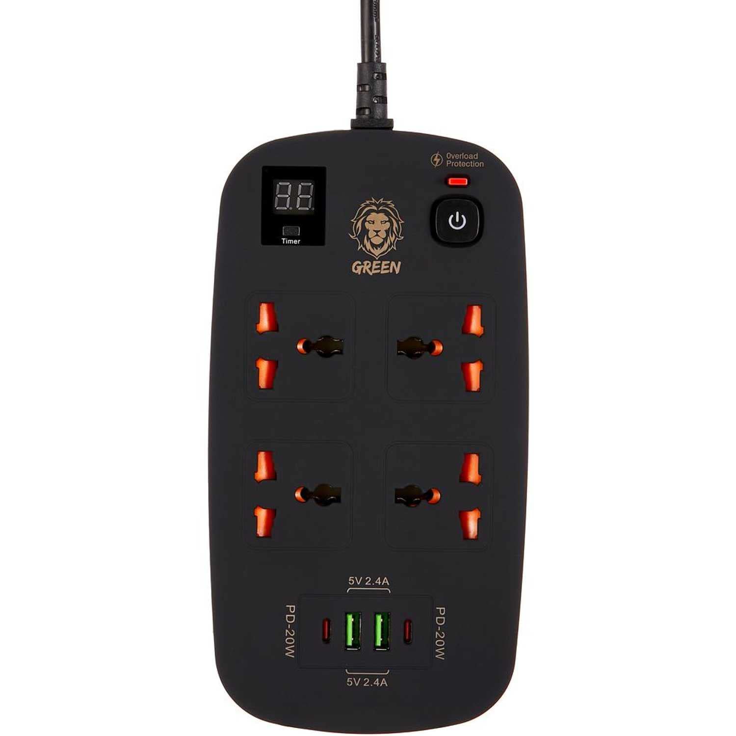 Green Lion 4 AC 2 USB & 2 USB-C PD 40W Multiport Smart Power Socket 3500W 3M