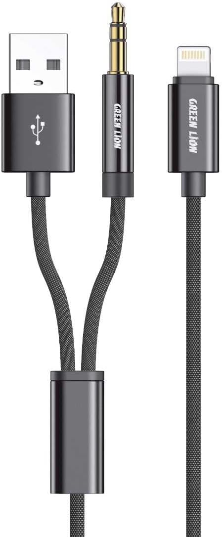 Green Lion 2 in 1 Audio Cable 1m USB-C / Lightning to 3.5mm AUX