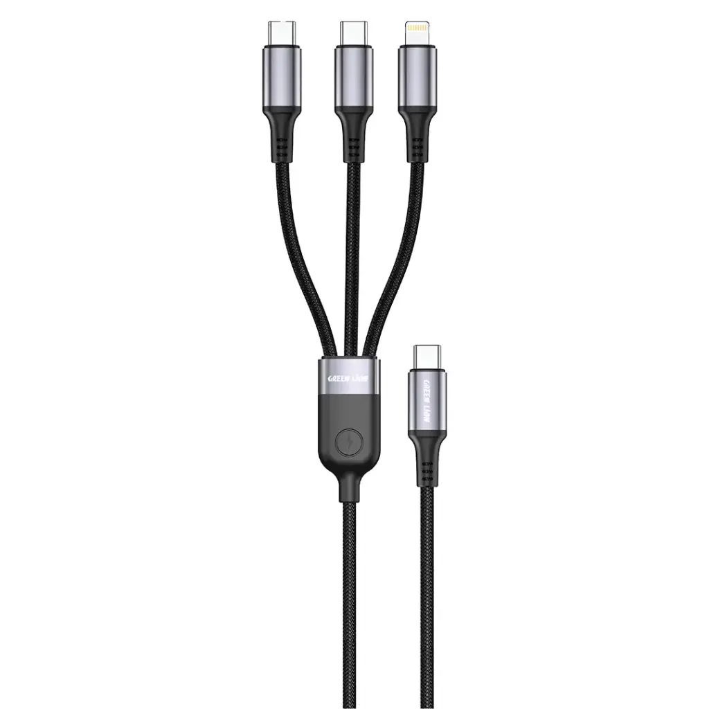 Green Lion 3 IN 1 USB-C 1M Cable 2 USB-C / Lightning 60W
