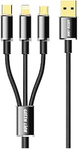 Green Lion 3 IN 1 USB-A 1M Cable with 2 USB-C / Lightning 27W