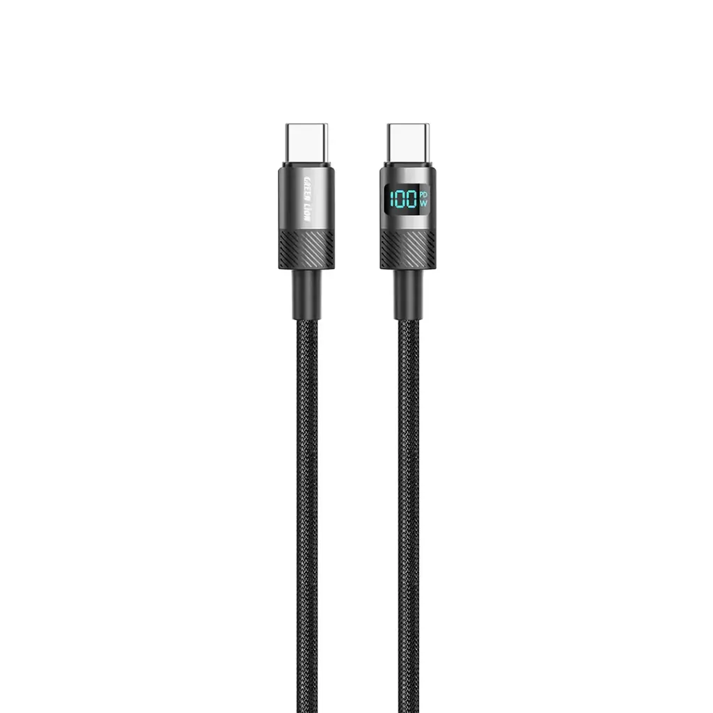 Green Lion LED Display Braided 1M Cable USB-C to USB-C 100W
