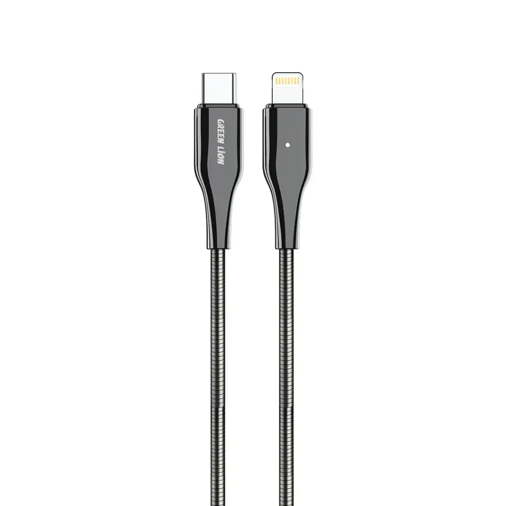 Green Lion Metal Spring Hose Cable USB-C to Lightning 30W 1M Cable