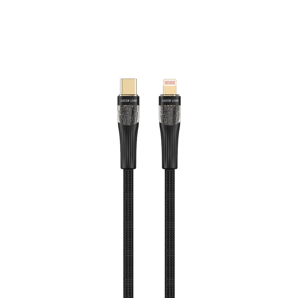 Green Lion Transparent Cable USB-C to Lightning Braided