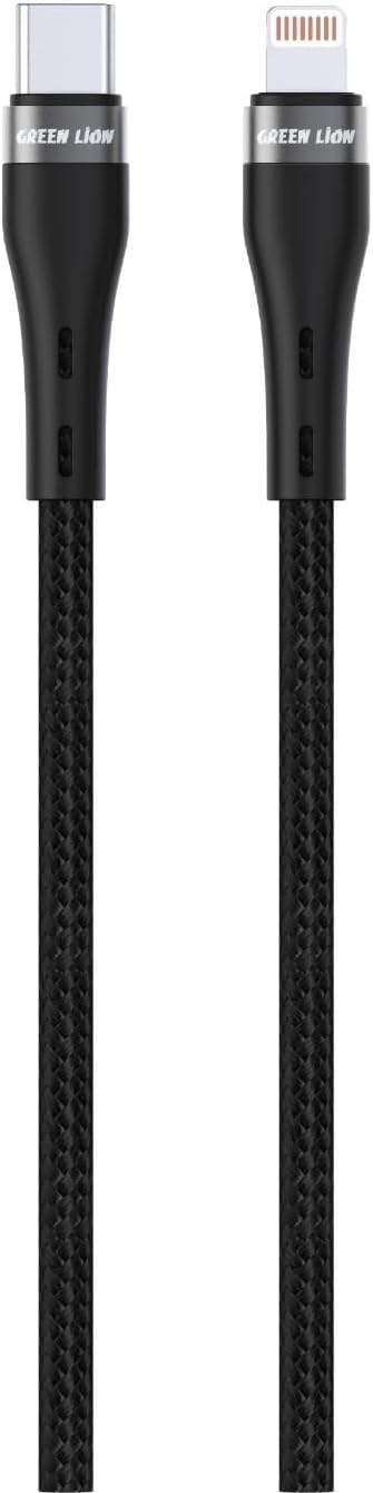 Green Lion LED Braided Cable USB-C to Lightning