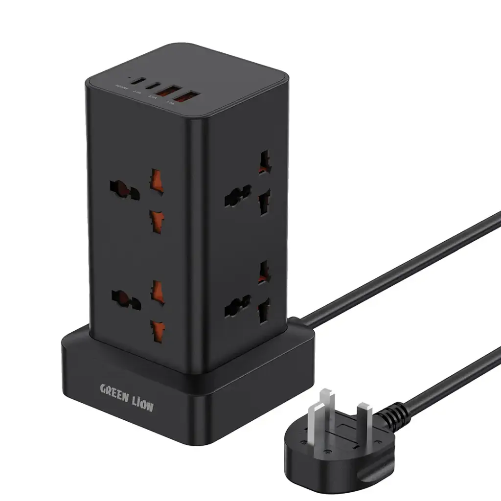 Green Lion Power Tower Multi-Port Power Strip 2500W 2M Cable