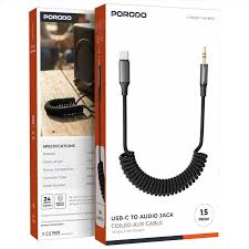 Porodo Audio Jack to Audio Jack Coiled AUX Cable