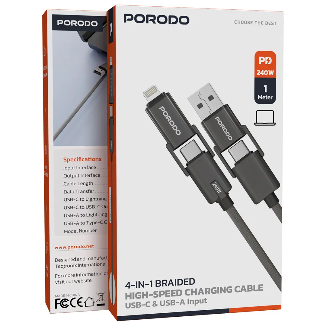 Porodo 4-in-1 High-Speed Charging Cable