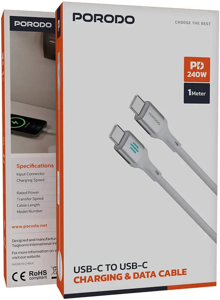 Porodo USB-C to USB-C Charging & Data Cable PD 240W
