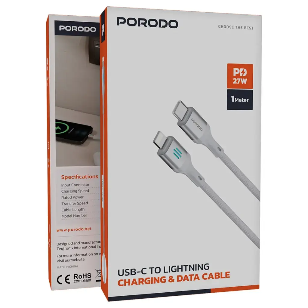 Porodo USB-C to Lightning Charging & Data Cable PD 27W