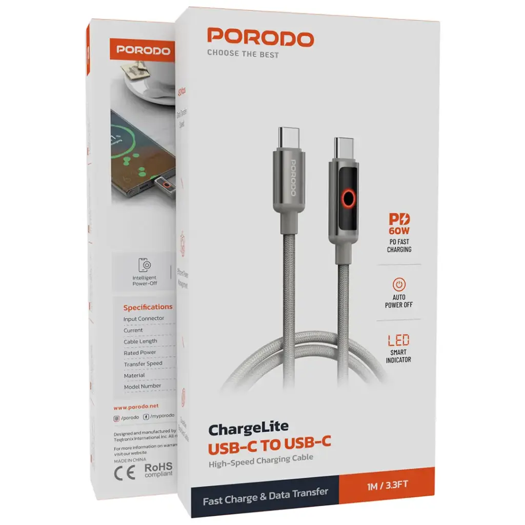 Porodo ChargeLite USB-C to USB-C Cable