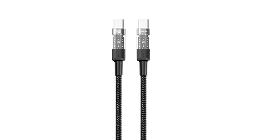 Porodo Transparent Braided USB-C to USB-C Cable 4ft / 1.2m
