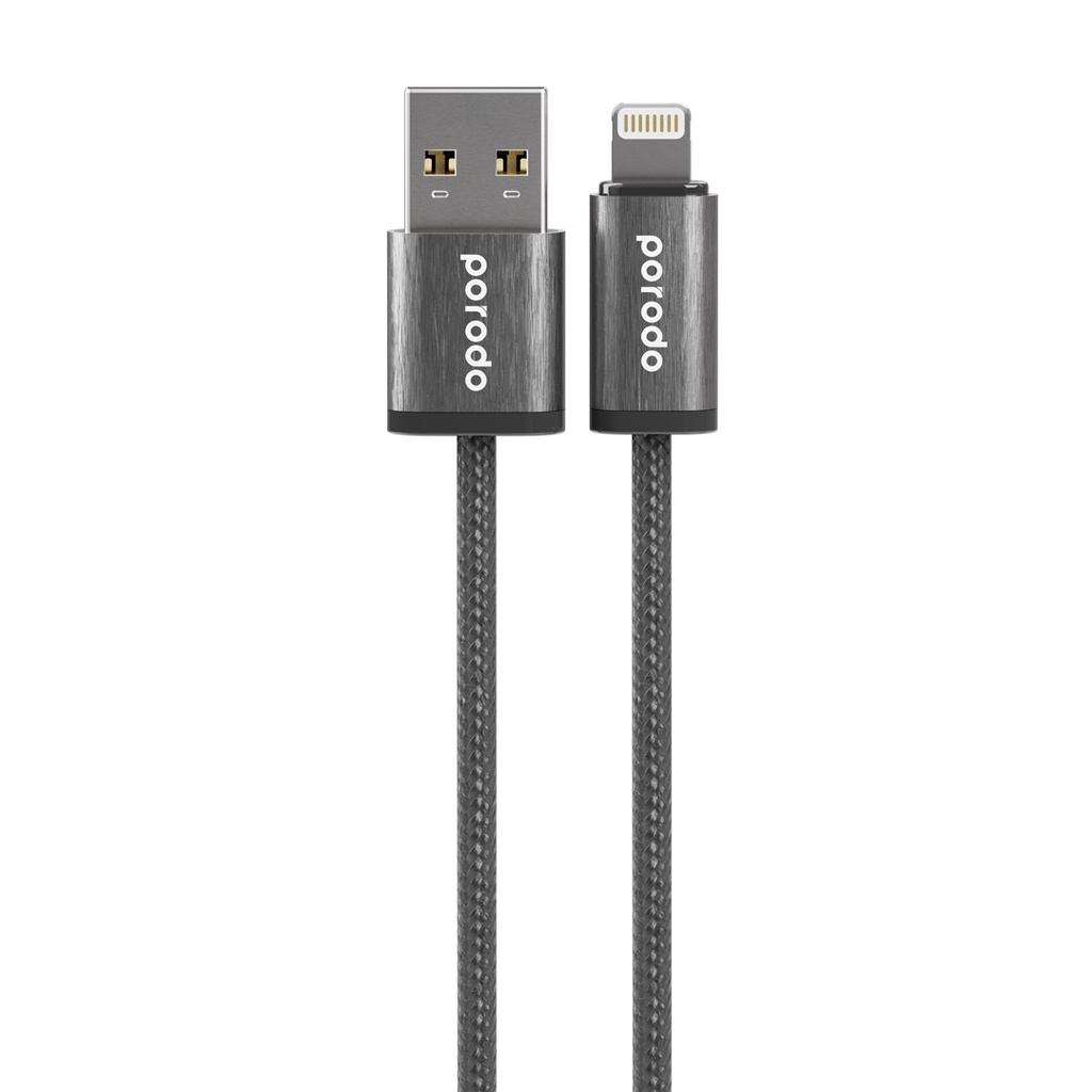 Porodo Woven Braided USB-A to Lightning Cable Aluminum Shell 1.2m