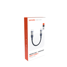 Porodo Transparent Braided USB-C to USB-C Cable Fast Charge & Data 35cm