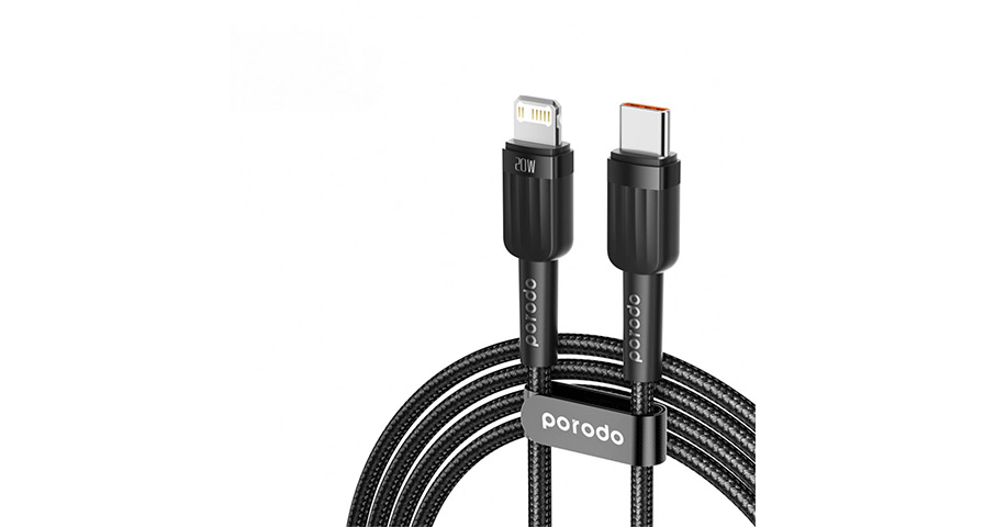 Porodo USB-C to Lightning Aluminum Braided Cable Fast Charge & Data Transfer 1m
