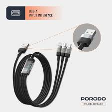 Porodo Transparent USB-A Input Fast Charging Cable