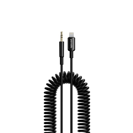 Porodo 3.5mm Lightning AUX Coiled Audio Cable Tangle-Free Design 1.2m