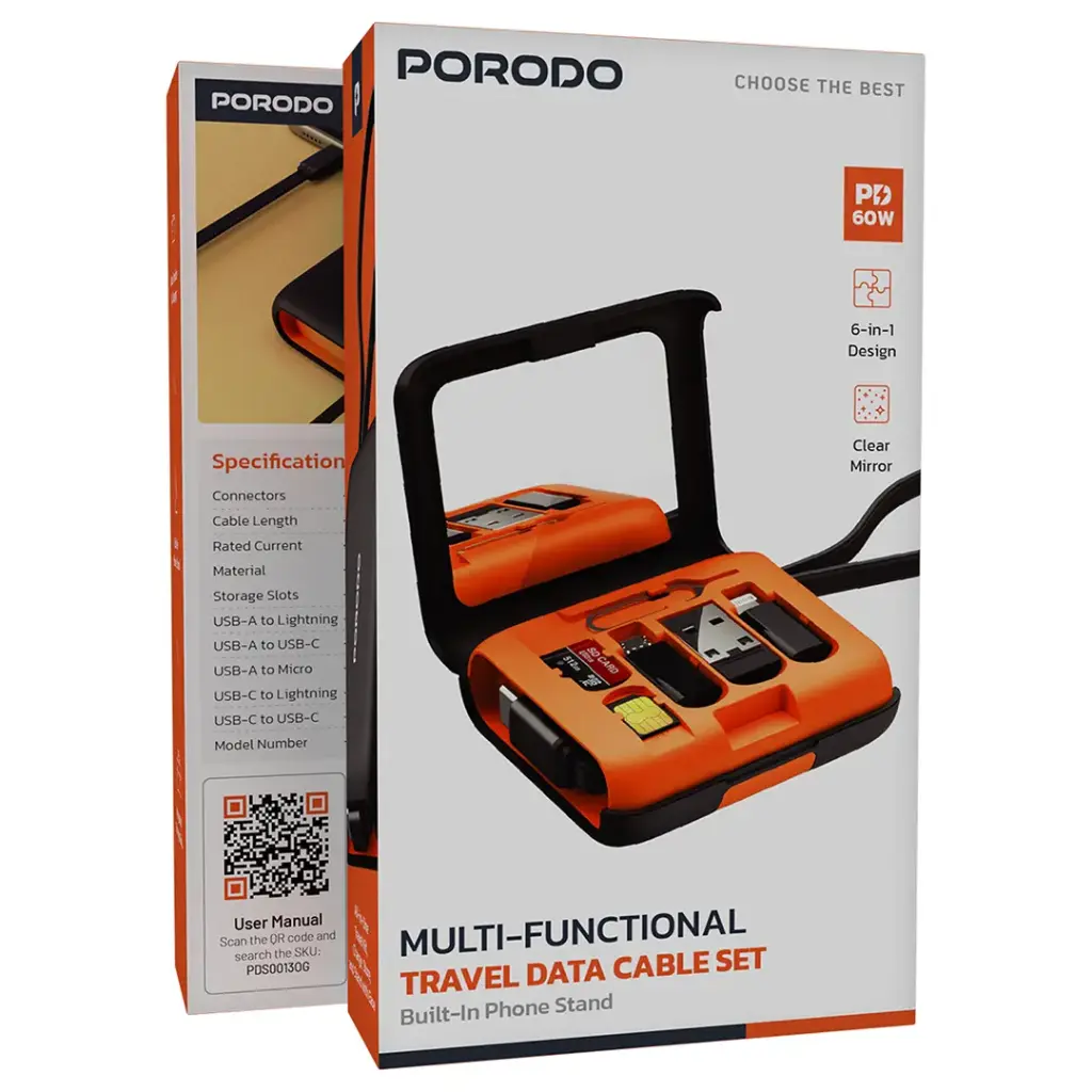 Porodo Multi-Functional Travel Data Cable Set